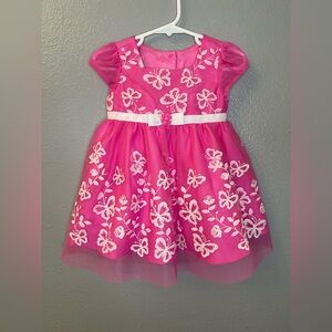 Jona Michelle Pink Butterfly Embroidered Tulle Dress | Size 12M